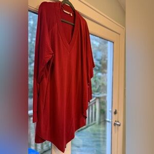Soft Surroundings Deep Red V-Neck Sweater